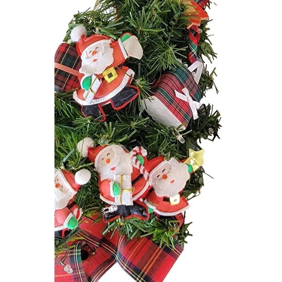Vintage Smile Victorian Wall Tree Santa Claus Plaid Accents Battery Operated - Picture 8 of 10